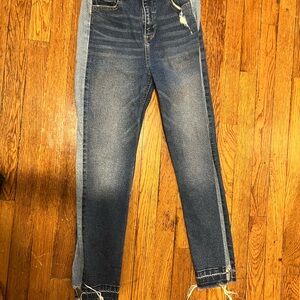 Two-Tone Blue Ankle & Cropped Jeans